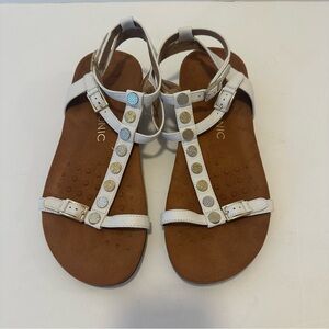 Vionic Womens White Leather Embellished Hailey Sandals Size 10 Wide Width